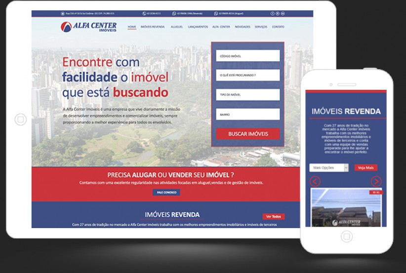 websites - Criação Site Alfa Center Imóveis